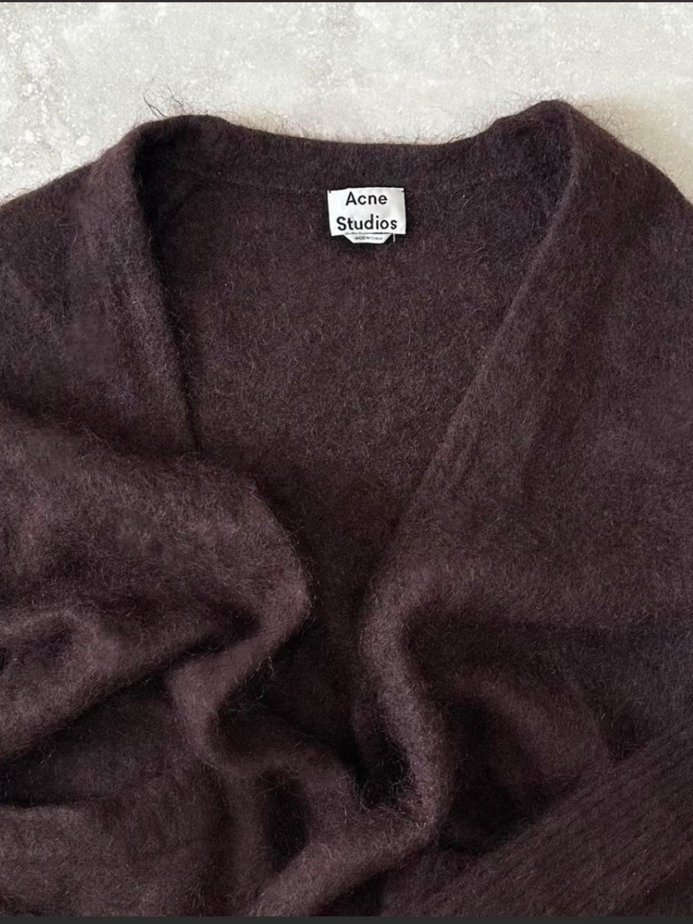 Acne Studios Women's Deep Chocolate Brown Mohair V-Neck Sweater
